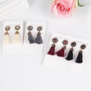 Rhinestone Long Tassel Dangle Earrings